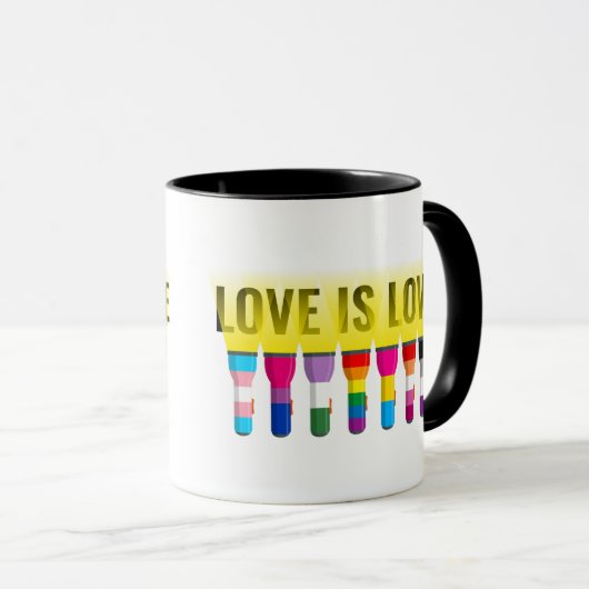 Rainbow Flag Pride Flashlights Shine A Light: Lieb Tasse (VorderseiteRechts)