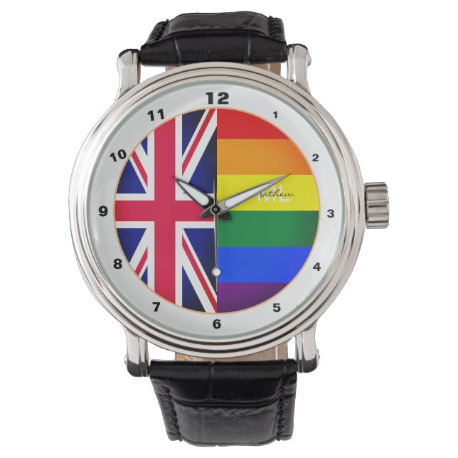 Rainbow Flag & Pride, LGBT Community/Britische Fla Armbanduhr (Vorderseite)