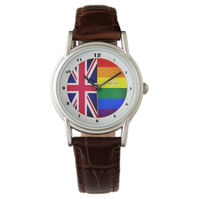 Rainbow Flag & Pride, LGBT Community/Britische Fla Armbanduhr (Vorderseite)