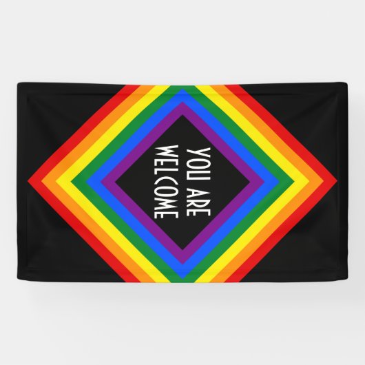 RAINBOW FLAG Quadrat Rahmen + Ihre Ideen Banner (Horizontal)