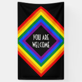 RAINBOW FLAG Quadrat Rahmen + Ihre Ideen Banner (Vertikal)