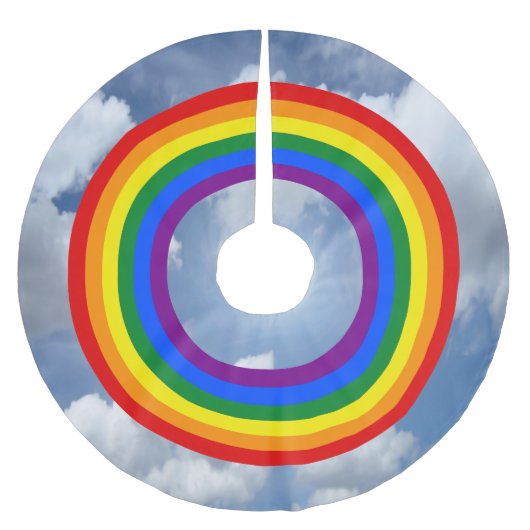 RAINBOW FLAG SCHALTFLÄCHE + Ihr Backgr. Ideen Polyester Weihnachtsbaumdecke (Vorderseite)