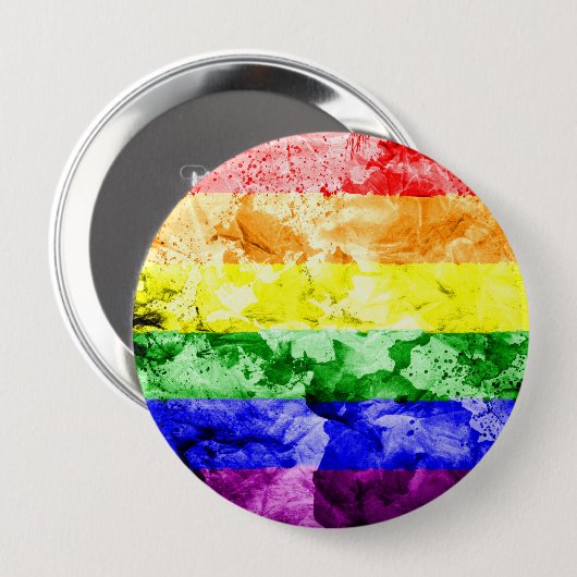 RAINBOW FLAG SQUARE WATERCOLOR BUTTON (Vorne & Hinten)