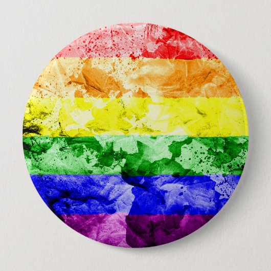 RAINBOW FLAG SQUARE WATERCOLOR BUTTON (Vorderseite)