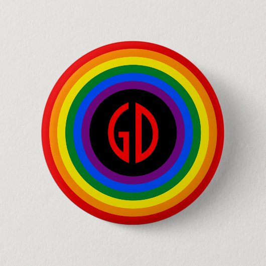 RAINBOW FLAG-TASTE + Ihr Zeichen oder Monogramm Button (Vorderseite)