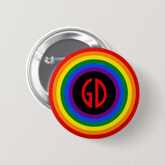 RAINBOW FLAG-TASTE + Ihr Zeichen oder Monogramm Button (Vorne & Hinten)