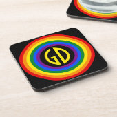 RAINBOW FLAG-TASTE + Ihr Zeichen oder Monogramm Getränkeuntersetzer (Linke Seite)
