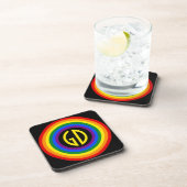 RAINBOW FLAG-TASTE + Ihr Zeichen oder Monogramm Getränkeuntersetzer (Rechte Seite)