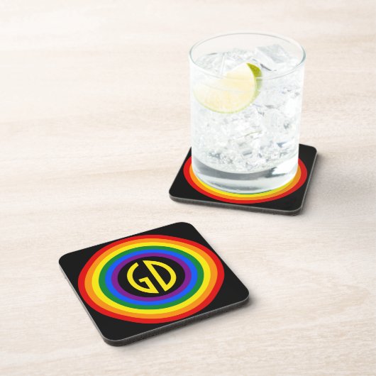 RAINBOW FLAG-TASTE + Ihr Zeichen oder Monogramm Getränkeuntersetzer (Rechte Seite)