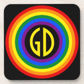 RAINBOW FLAG-TASTE + Ihr Zeichen oder Monogramm Getränkeuntersetzer (Vorderseite)