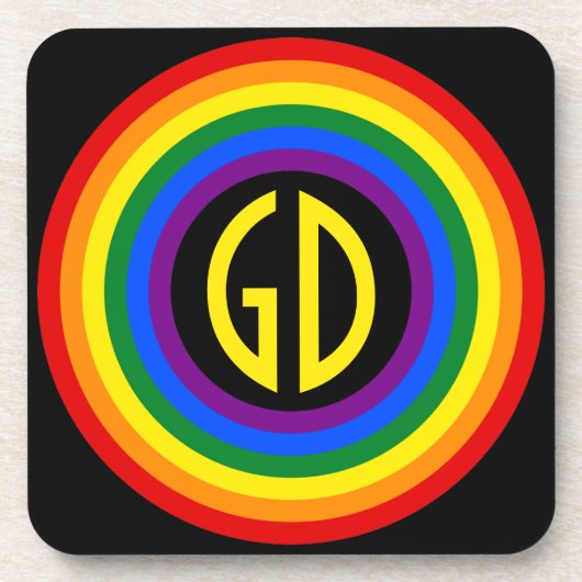 RAINBOW FLAG-TASTE + Ihr Zeichen oder Monogramm Getränkeuntersetzer (Vorderseite)