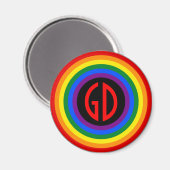 RAINBOW FLAG-TASTE + Ihr Zeichen oder Monogramm Magnet (Vorderseite/Rückseite)