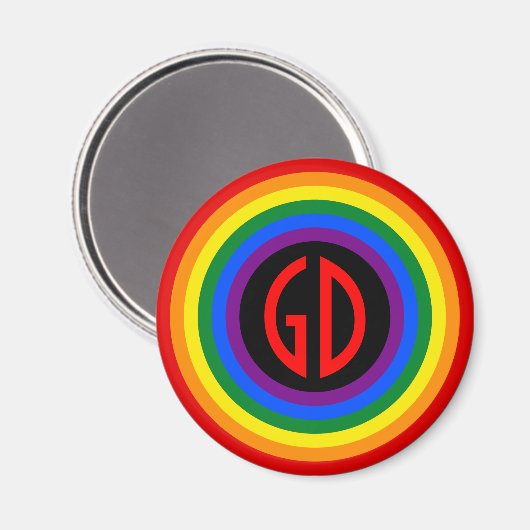 RAINBOW FLAG-TASTE + Ihr Zeichen oder Monogramm Magnet (Vorderseite/Rückseite)
