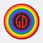 RAINBOW FLAG-TASTE + Ihr Zeichen oder Monogramm Magnet (Vorne)