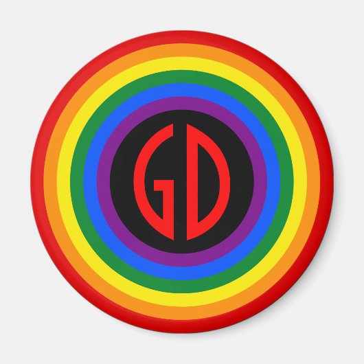 RAINBOW FLAG-TASTE + Ihr Zeichen oder Monogramm Magnet (Vorne)
