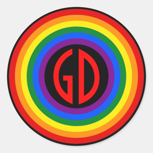 RAINBOW FLAG-TASTE + Ihr Zeichen oder Monogramm Runder Aufkleber (Vorderseite)