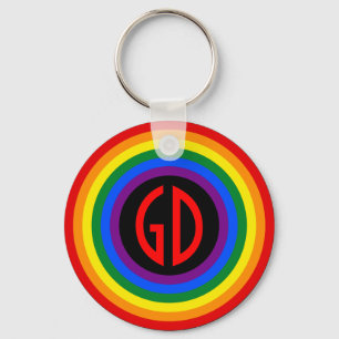RAINBOW FLAG-TASTE + Ihr Zeichen oder Monogramm Schlüsselanhänger