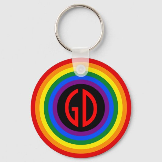 RAINBOW FLAG-TASTE + Ihr Zeichen oder Monogramm Schlüsselanhänger (Vorderseite)