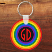 RAINBOW FLAG-TASTE + Ihr Zeichen oder Monogramm Schlüsselanhänger (Vorderseite)