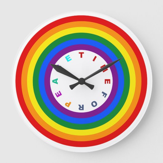 RAINBOW FLAG-TASTE + Ihr Zeichen oder Text Große Wanduhr (Vorderseite)