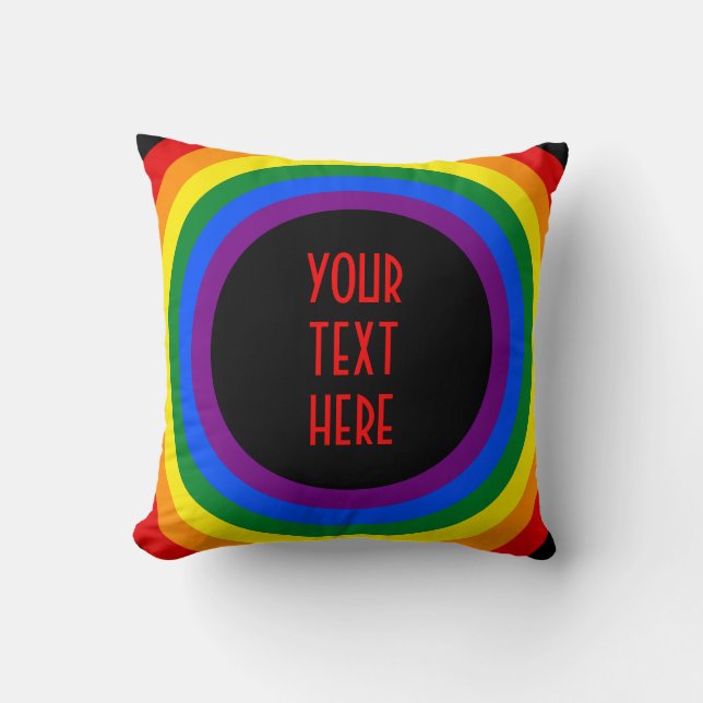 RAINBOW FLAG-TASTE + Ihr Zeichen oder Text Kissen (Vorderseite)