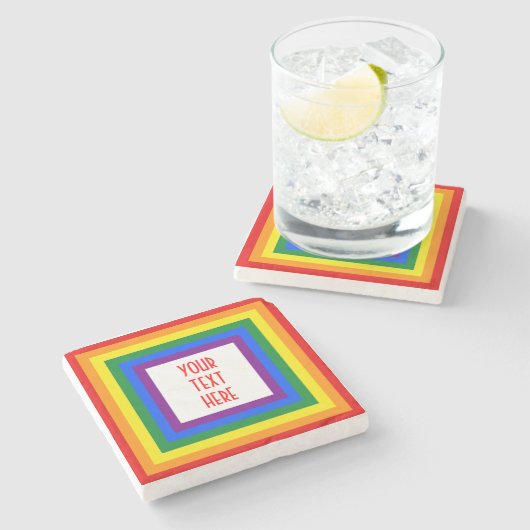 RAINBOW FLAG-TASTE + Ihr Zeichen oder Text Steinuntersetzer (Seitenansicht)