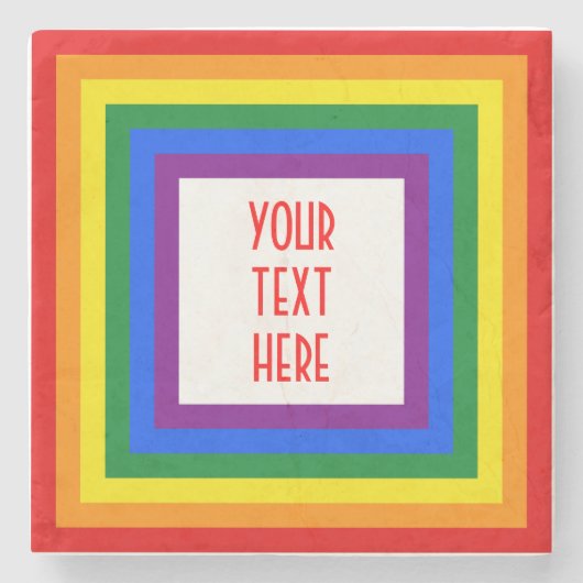RAINBOW FLAG-TASTE + Ihr Zeichen oder Text Steinuntersetzer (Vorderseite)