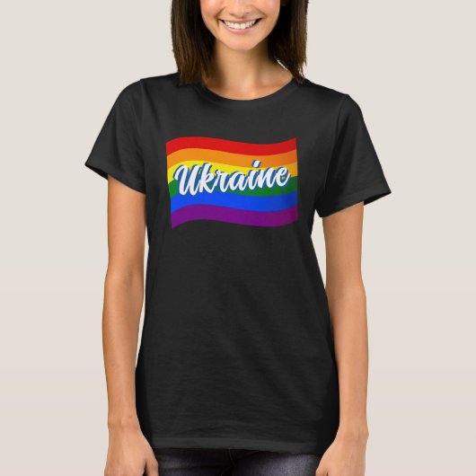Rainbow Flag Ukraine Gay Pride LGBT T-Shirt (Vorderseite)