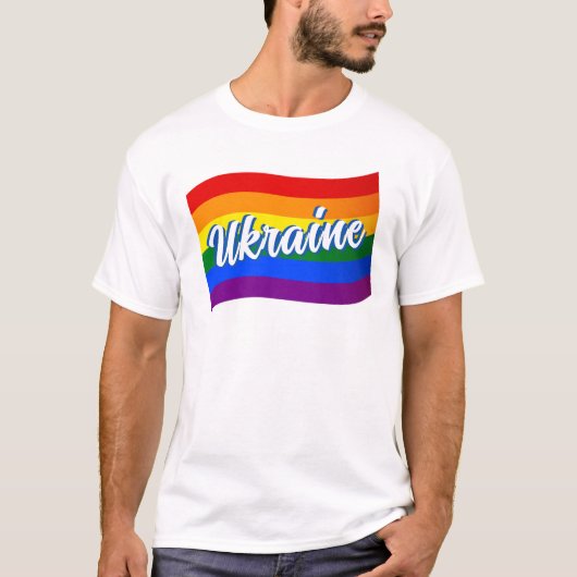 Rainbow Flag Ukraine Gay Pride LGBT T-Shirt (Vorderseite)