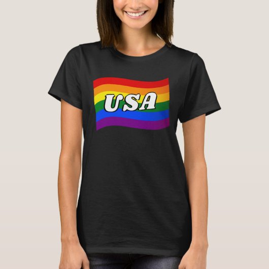 Rainbow Flag USA Gay Pride LGBT LGBTQ T-Shirt (Vorderseite)