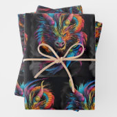 Rainbow Flame - mehrfarbiger Fantasiedrache Geschenkpapier Set (Beispiel)