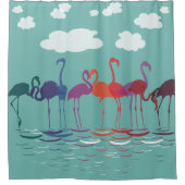 Rainbow Flamingos Deko Art Duschvorhang (Vorderseite)