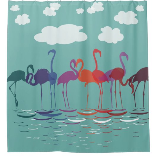 Rainbow Flamingos Deko Art Duschvorhang (Vorderseite)
