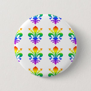 Rainbow Fleur-de-lis Button