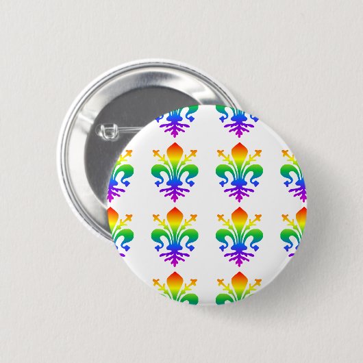 Rainbow Fleur-de-lis Button (Vorne & Hinten)