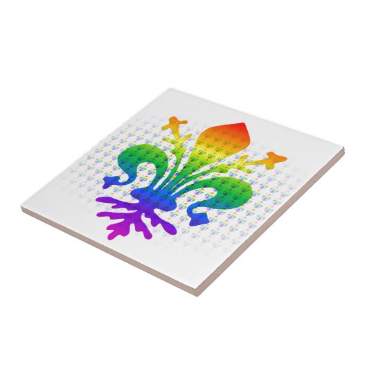 Rainbow Fleur-de-lis Fliese (Seite)