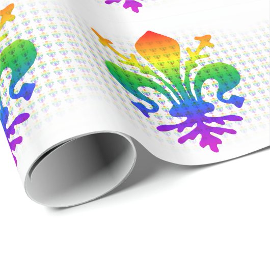 Rainbow Fleur-de-lis Geschenkpapier (Rolleneckpunkt)
