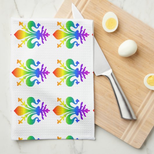 Rainbow Fleur-de-lis Geschirrtuch (Viertel Falte)