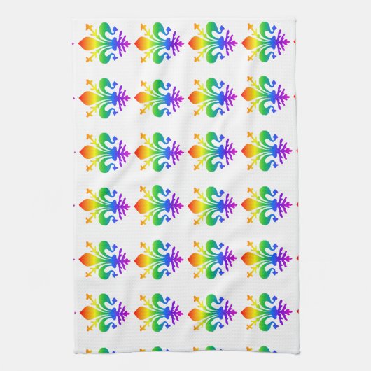 Rainbow Fleur-de-lis Geschirrtuch (Vertikal)