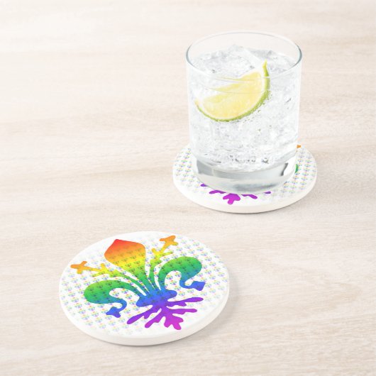 Rainbow Fleur-de-lis Getränkeuntersetzer (Seite)