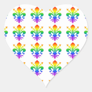 Rainbow Fleur-de-lis Herz-Aufkleber