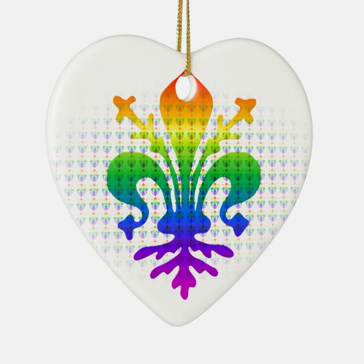 Rainbow Fleur-de-lis Keramik Ornament (Rechts)
