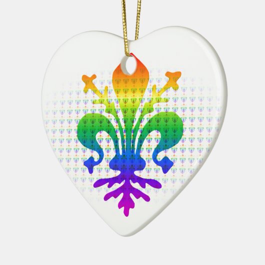 Rainbow Fleur-de-lis Keramik Ornament (Links)
