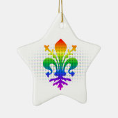 Rainbow Fleur-de-lis Keramik Ornament (Rechts)