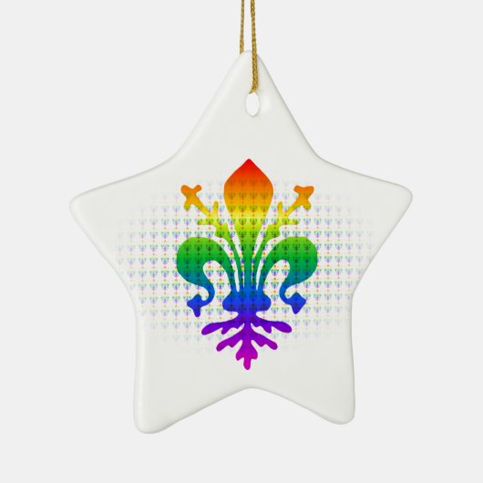Rainbow Fleur-de-lis Keramik Ornament (Rechts)