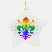 Rainbow Fleur-de-lis Keramik Ornament (Vorne)