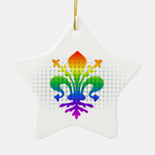 Rainbow Fleur-de-lis Keramik Ornament (Vorne)
