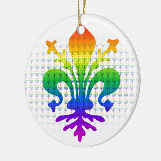 Rainbow Fleur-de-lis Keramikornament (Links)