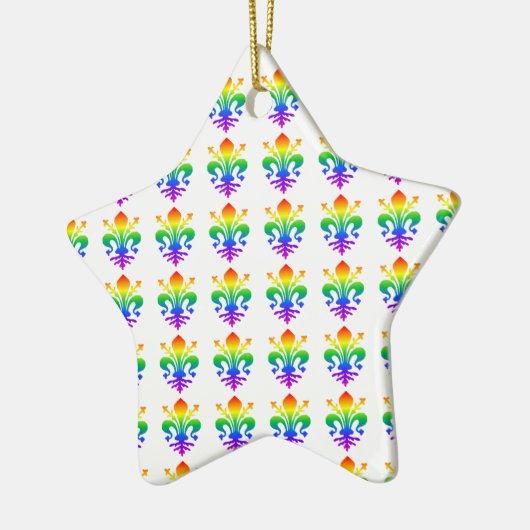 Rainbow Fleur-de-lis Keramikornament (Links)