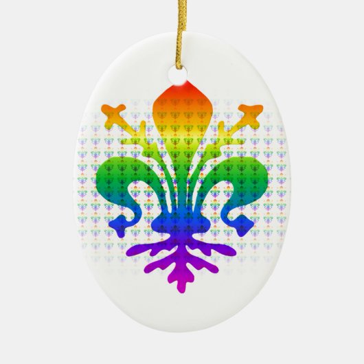 Rainbow Fleur-de-lis Keramikornament (Vorne)